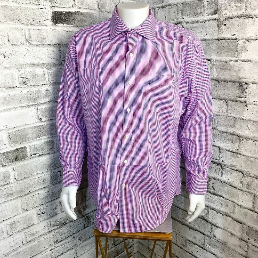 Lauren Ralph Lauren Slim Fit Blue Pink Gingham Print Dress Shirt
